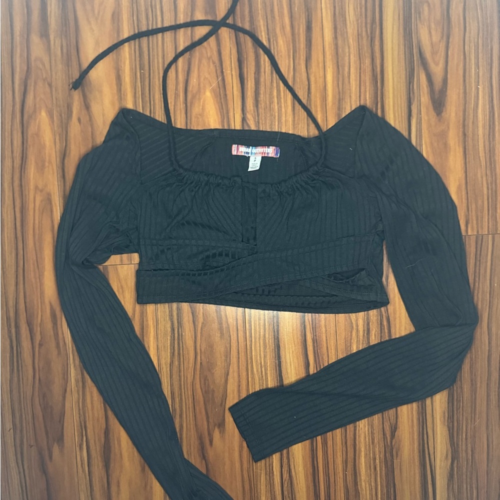 Urban Outfitters Black Backless Fitted Crop Blouse